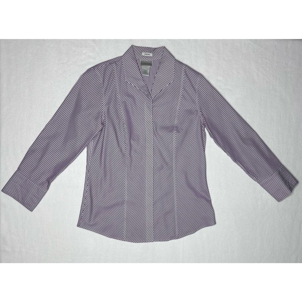 Chicos 0 Stripped Cotton Collared Blouse
